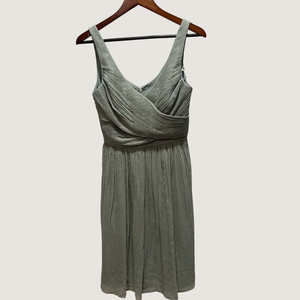 J.Crew Weddings and Parties Silk Chiffon Ruched Dress Sage Green Size Tall 6 NEW